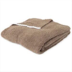 Barefoot Dreams | Tan White-Moss CozyChic Rib Trim Throw 45" x 60"